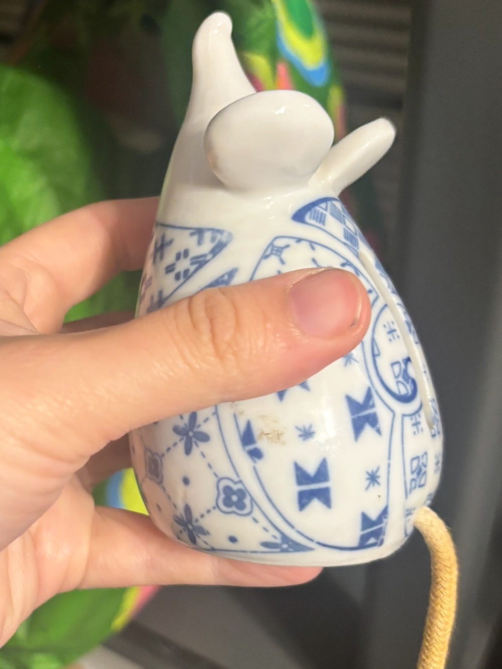 vintage 1980s white porcelain coin bank shaped like a mouse